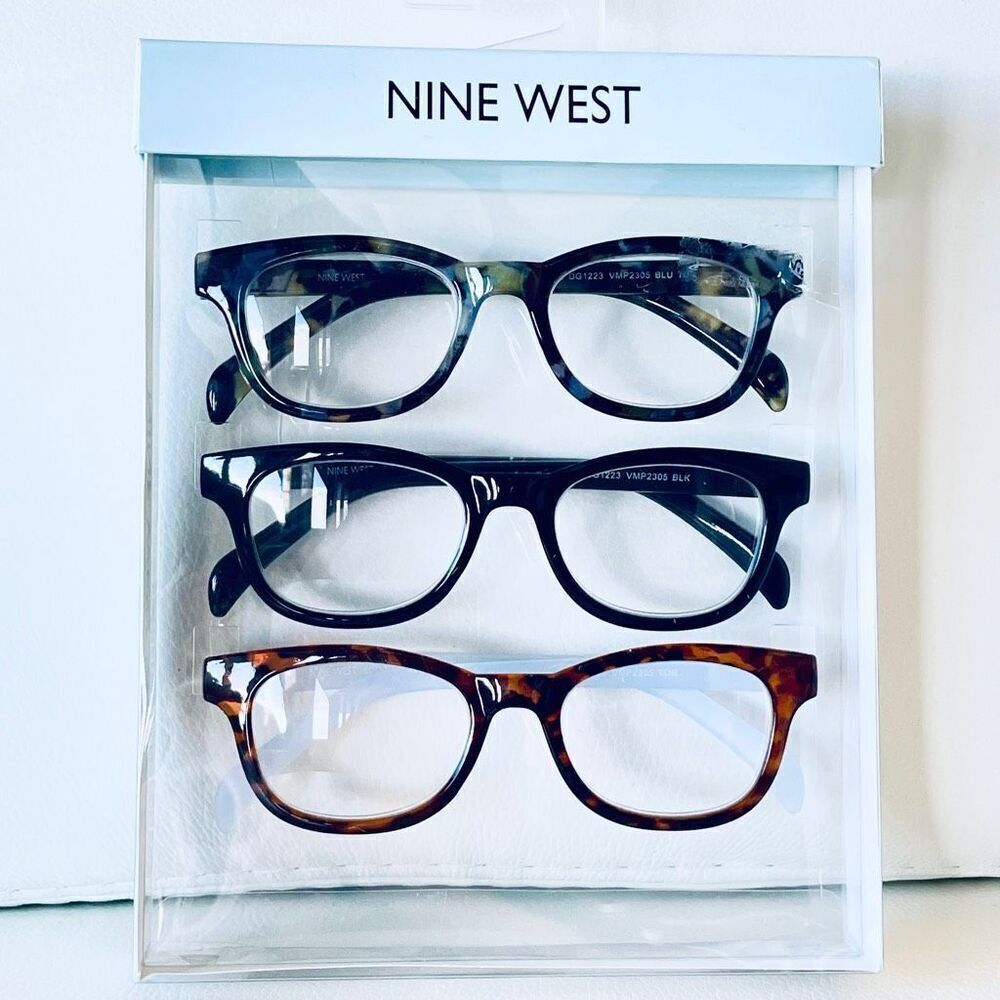 NWT 3 Pack 2.00 Nine WestβPremium Reading Glasses Brown, Grey & black